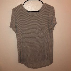 Gray and white striped tee